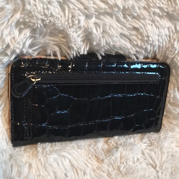 Y2k Liz Claiborne Black Snake Emboss Print Wallet - Picture 3 of 8